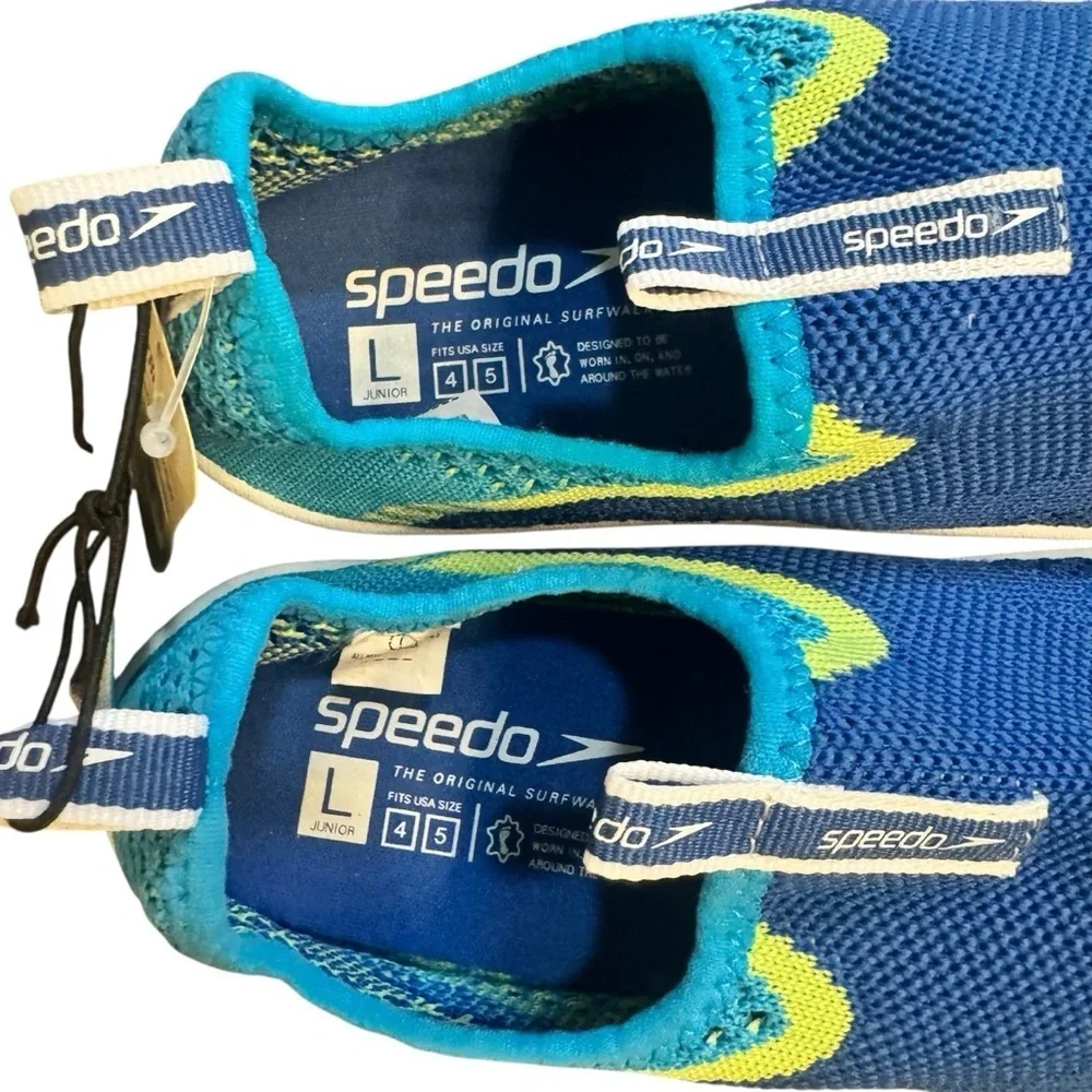 Speedo Kids Blue and Green Pull-on Water Shoes Surf Strider Junior Size L 4/5